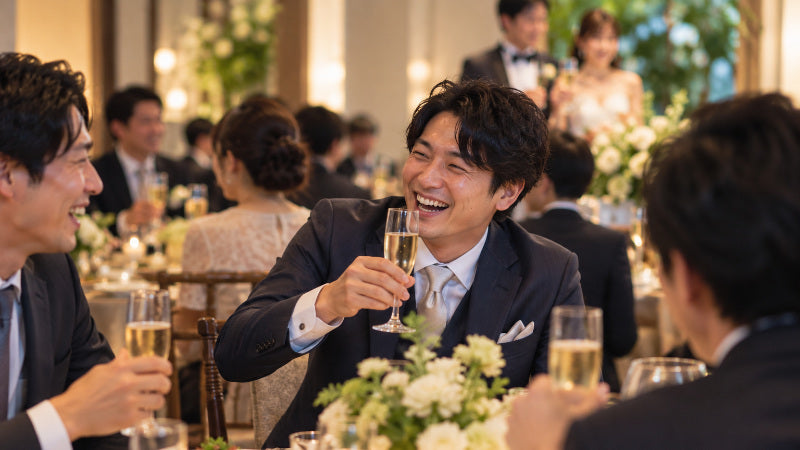 結婚式の披露宴で乾杯するゲスト
